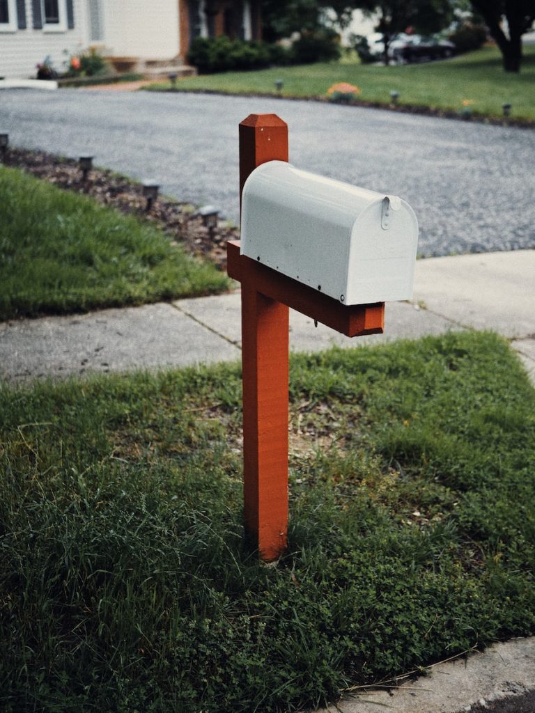 gray metal mail box
