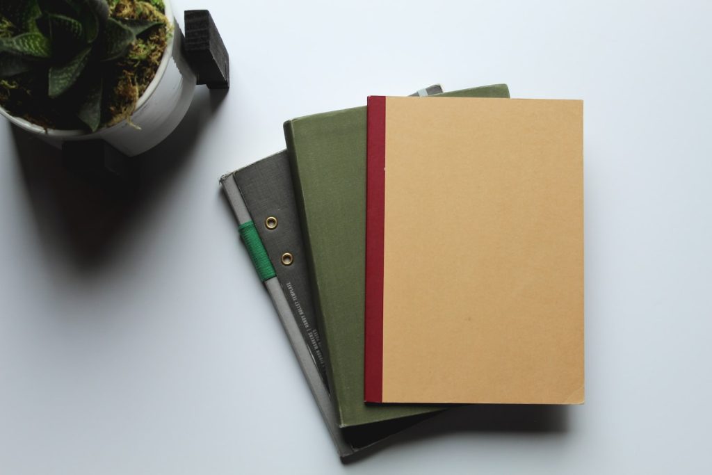 brown folder on white table