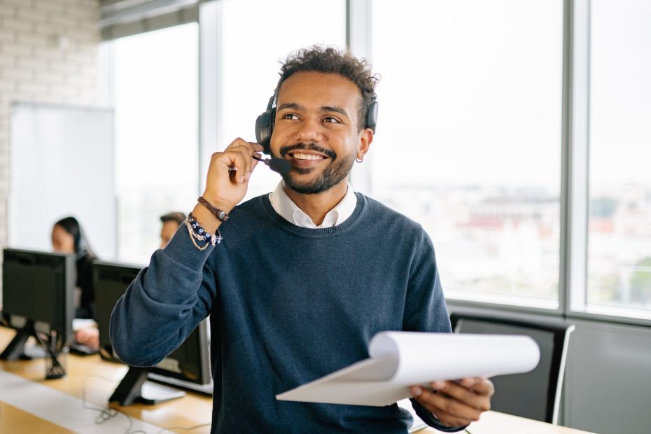 A Call Center Agent Holding a Clipboard